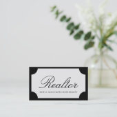 Realtor Script zwart/wit plaque Visitekaartje (Staand voorkant)