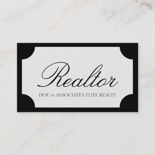 Realtor Script zwart/wit plaque Visitekaartje (Voorkant)