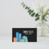 Realtor skyline visitekaartsjabloon visitekaartje (Staand voorkant)