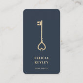 Realtor Vastgoed Monogram Modern Donkerblauw Visitekaartje (Voorkant)