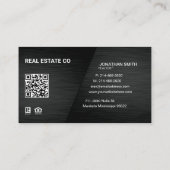 Realtor, vastgoedbelegger, Black Metallic Visitekaartje (Achterkant)
