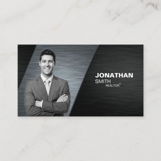 Realtor, vastgoedbelegger, Black Metallic Visitekaartje (Voorkant)