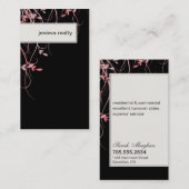 Realtor Visitekaartje Elegant Leafy Black Peach (Voorkant / Achterkant)