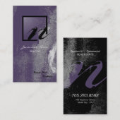 Realtor Visitekaartje Paars Black Grunge Monogram (Voorkant / Achterkant)