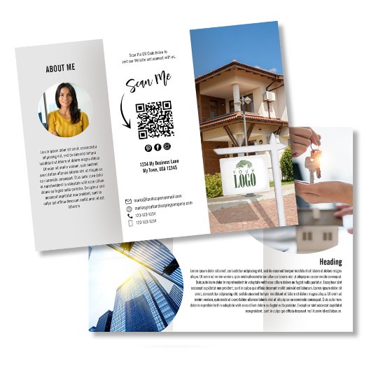 Realtor Voeg uw Logo Business Brochure QR-code toe