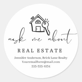 Realtor vraagt me naar promotiekolas onroerend goe ronde sticker