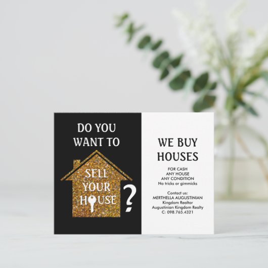 Realtor WE KOPEN HUISVESTING Briefkaart (Staand voorkant)