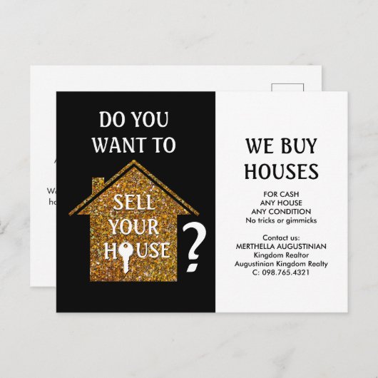 Realtor WE KOPEN HUISVESTING Briefkaart (Voorkant / Achterkant)