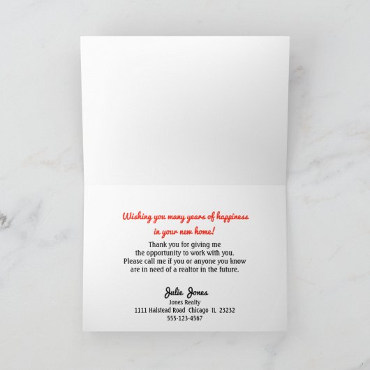 Realtor Welkom Huis Dank u Kaart (Binnen)