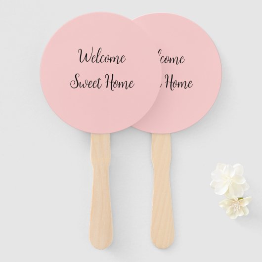 Realtor welkome huisverwarming voegt jouw naam toe handwaaier (Voorkant en achterkant)