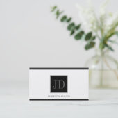 Realtor White Black/Silver Square Monogram Plaque Visitekaartje (Staand voorkant)