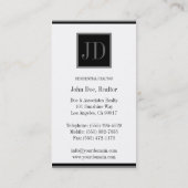 Realtor White Black/Silver Square Monogram Plaque Visitekaartje (Achterkant)