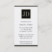 Realtor White Black/Tan Square Monogram Plaque Visitekaartje (Achterkant)