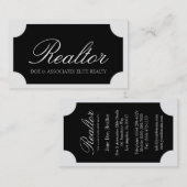 Realtor White Script/Black Plaque Visitekaartje (Voorkant / Achterkant)