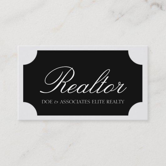 Realtor White Script/Black Plaque Visitekaartje (Voorkant)