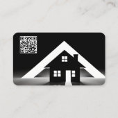 Realtor Zwart Silhouet Home met URL QR Code Visitekaartje (Achterkant)