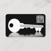 Realtor Zwart Silhouet Sleutel met URL QR Code Visitekaartje (Achterkant)