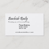 Realtors, Real Estate, Home Stagers, Beachfront Visitekaartje (Achterkant)