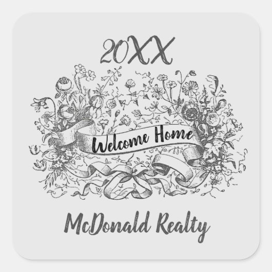 Realty Business Welkom Home Realtor Vierkante Sticker (Voorkant)