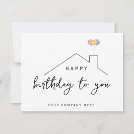 Realty Happy Birthday House Balloons Kaart