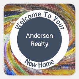 Realty Promotie Bright Stropdas-Dye Swirl Real Est Vierkante Sticker