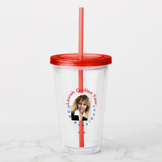 #REALUSAPRESIDENTLAURAHGUILLEN ACRYL DRINKBEKER (Voorkant)