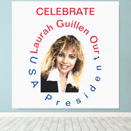 #REALUSAPRESIDENTLAURAHGUILLEN CANVAS AFDRUK (Insitu (Houten vloer))