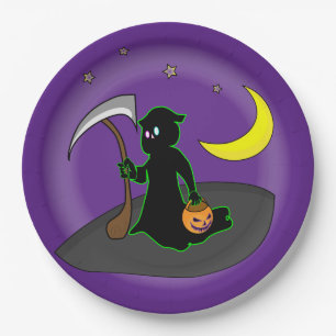 Reaper, Ax, Moon Halloween Paper-Borden Papieren Bordje