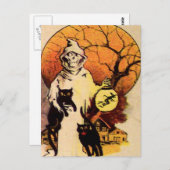 Reaper Black Cat ( Halloween Kaart) Briefkaart (Voorkant / Achterkant)