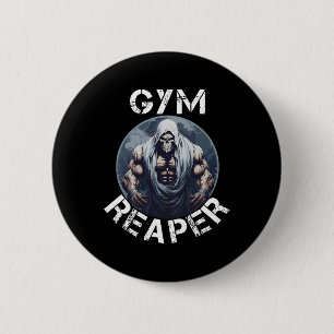 Reaper Fitness Halloween Skelet Workout Bodybuildi Ronde Button 5,7 Cm
