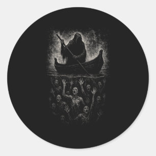 Reaper Horror Gothic Charon Hades Onderwereld Myth Ronde Sticker