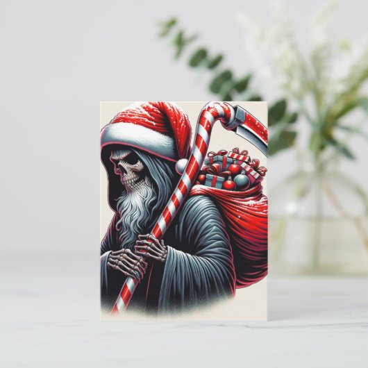 Reaper Horror Kerstman Kerstmis Briefkaart (Staand voorkant)