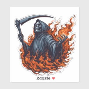 Reaper on Fire Sticker