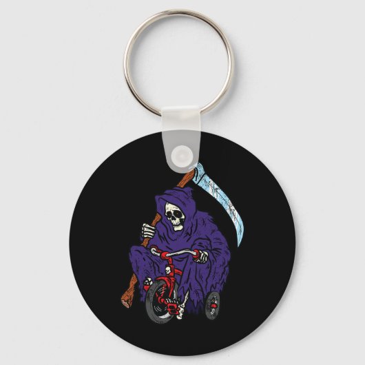 Reaper Rijden Fiets Halloween Spooky Skeleton Bo Sleutelhanger (Voorkant)
