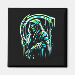 Reaper Skeleton Skull Cool Halloween Heavy Metal M Magneet