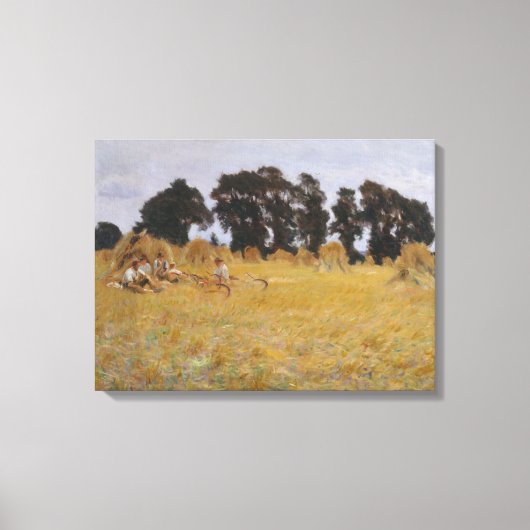 Reapers die in een Wheat Field rusten Canvas Afdruk (Voorkant)