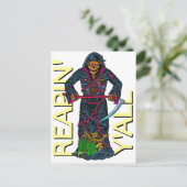 Reapin' Y'all Robed Skeleton Briefkaart (Staand voorkant)