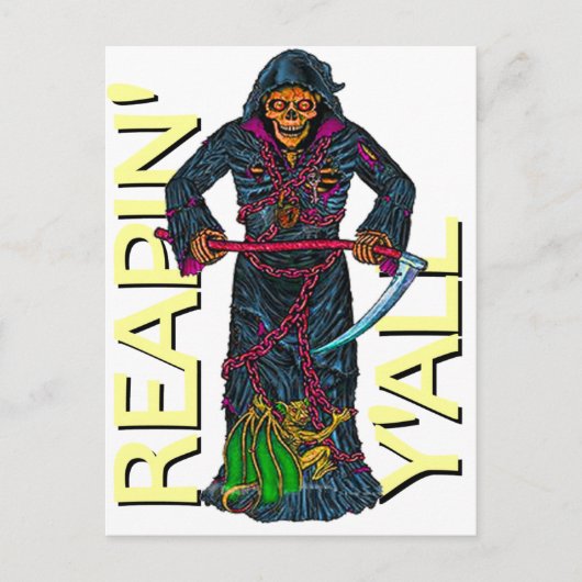 Reapin' Y'all Robed Skeleton Briefkaart (Voorkant)