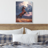 Rearing Horse Lightning Storm Painting Canvas Afdruk (Insitu (Slaapkamer))