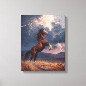 Rearing Horse Lightning Storm Painting Canvas Afdruk (Voorkant)