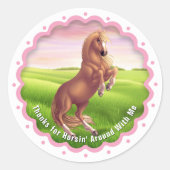 Rearing Palomino Horse Pony Girl's Birthday Ronde Sticker (Voorkant)