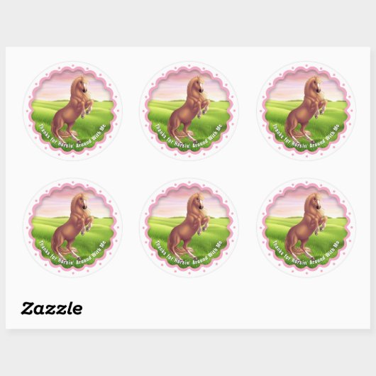 Rearing Palomino Horse Pony Girl's Birthday Ronde Sticker (Vel)