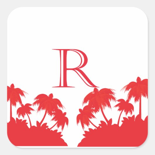 Reas Palm Beach Coral Vierkante Sticker (Voorkant)