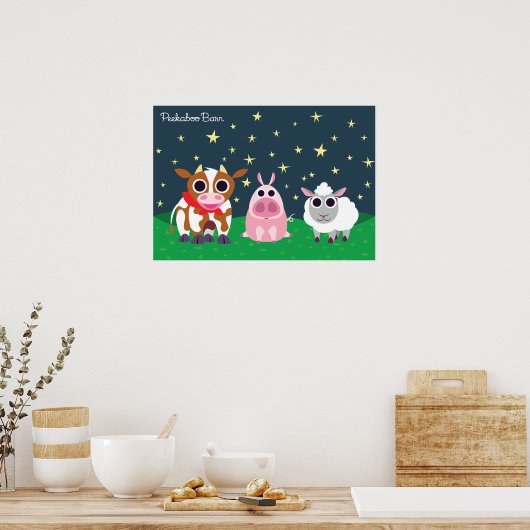 Reba, Leary en Lulu bij nacht Poster (Keuken)