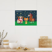Reba, Purrl en Zora bij nacht Poster (Keuken)