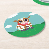 Reba the Cow Ronde Kartonnen Onderzetter (Gebogen)