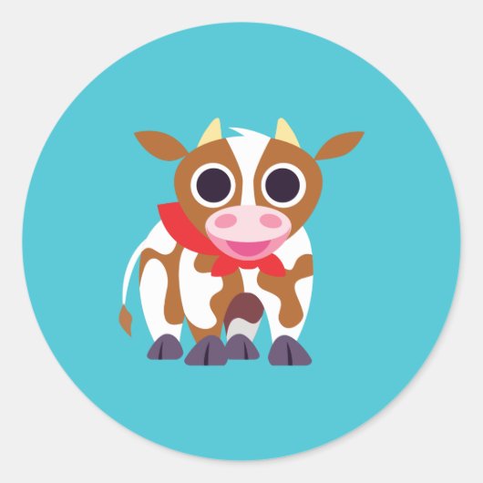 Reba the Cow Ronde Sticker (Voorkant)
