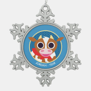 Reba the Cow Tin Sneeuwvlok Ornament