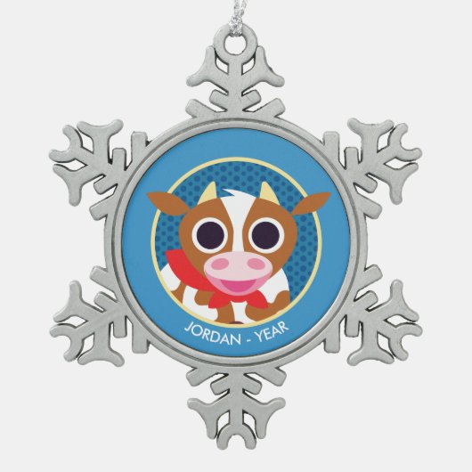 Reba the Cow Tin Sneeuwvlok Ornament (Voorkant)