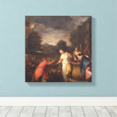 Rebecca bij de Well Canvas Afdruk (Insitu (Houten vloer))